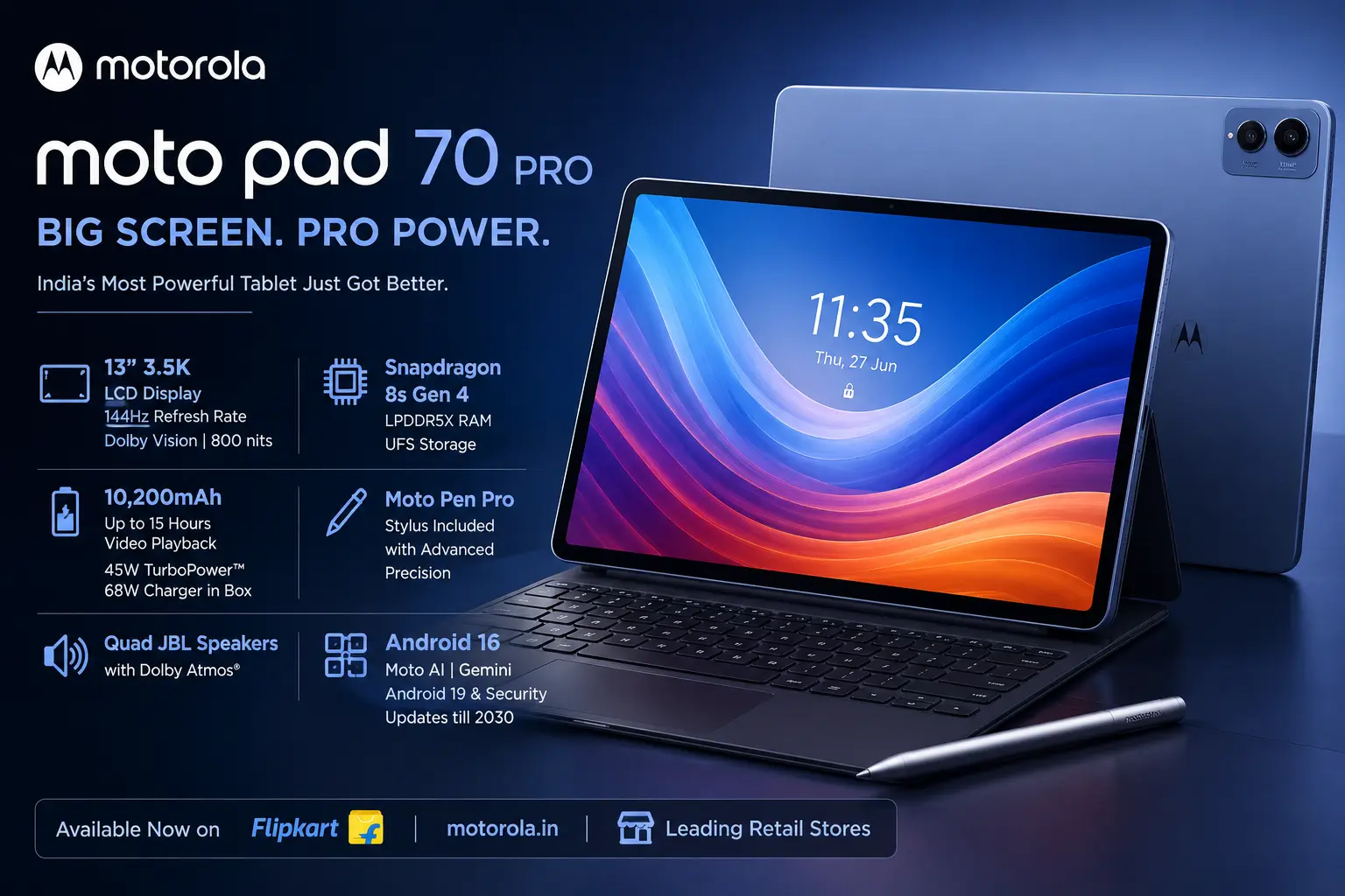Moto Pad 70 Pro India Launch